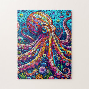Kraken-Puzzle im lebhaften Mosaikstil Puzzle