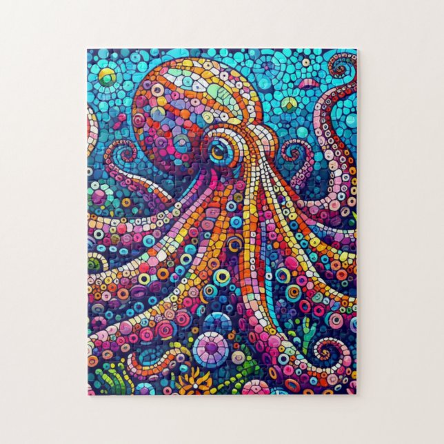 Kraken-Puzzle im lebhaften Mosaikstil Puzzle (Vertikal)