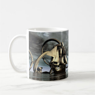 Kraken. Riesenktopus, der ein Piratenschiff absetz Kaffeetasse