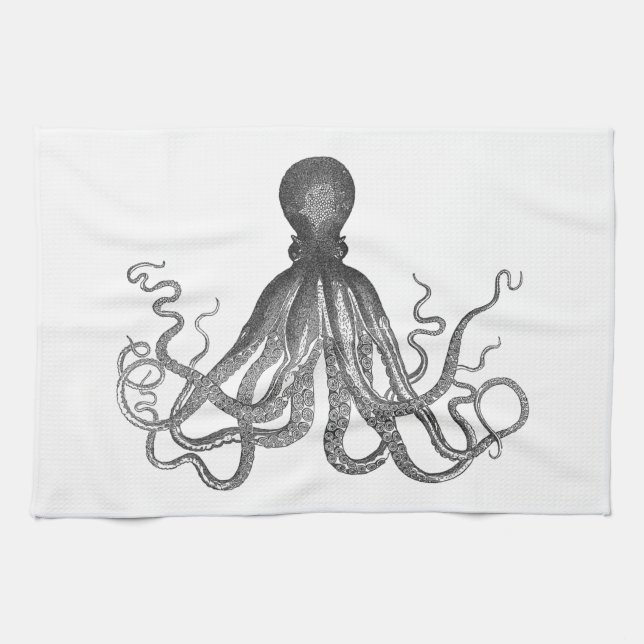 Kraken - schwarze riesige Krake/Cthulu Handtuch (Horizontal)