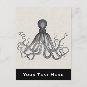 Kraken - Schwarzer Riesen-Oktopus / Cthulu Postkarte