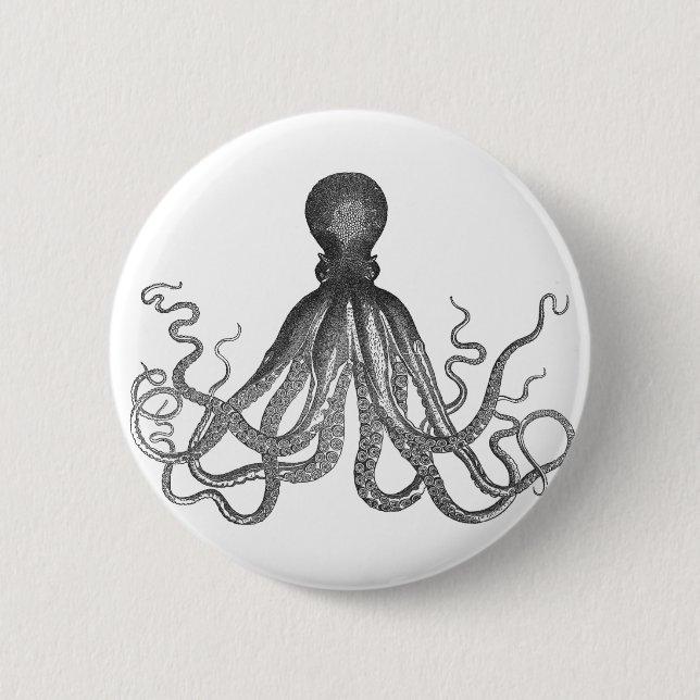 Kraken - Schwarzer Riesenoktopus / Cthulu Button (Vorderseite)