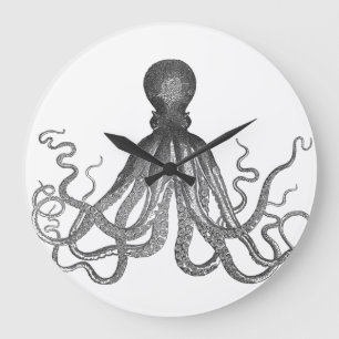 Kraken - Schwarzer Riesenoktopus / Cthulu Große Wanduhr
