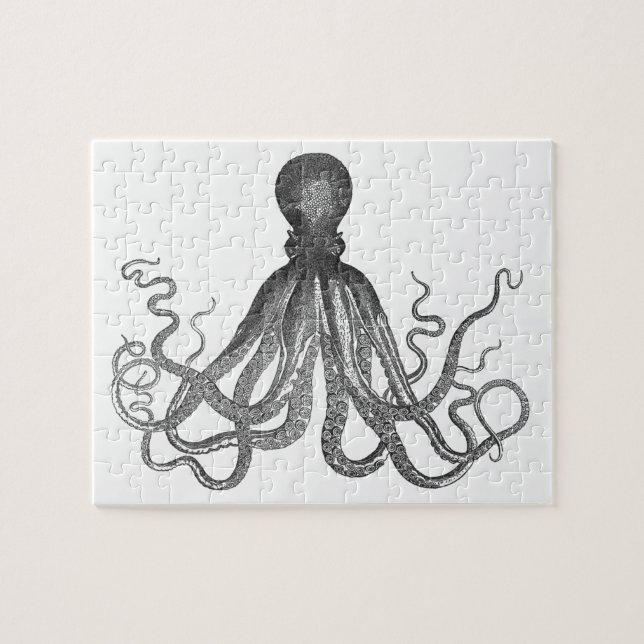Kraken - Schwarzer Riesenoktopus / Cthulu Puzzle (Horizontal)
