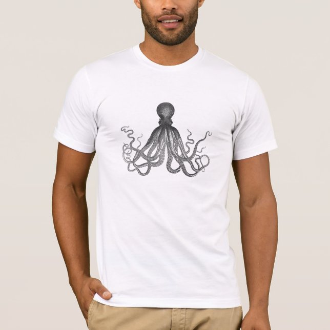 Kraken - Schwarzer Riesenoktopus / Cthulu T-Shirt (Vorderseite)
