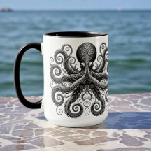 Kraken Steampunk Octopus Verziert Black
