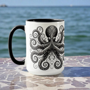 Kraken Steampunk Octopus Verziert Black Tasse
