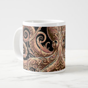 Kraken Steampunk Octopus Verziert Gold und Black Jumbo-Tasse