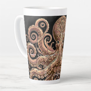 Kraken Steampunk Octopus Verziert Gold und Black Milchtasse