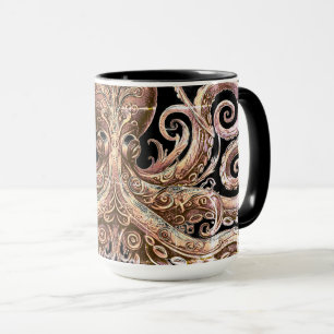 Kraken Steampunk Octopus Verziert Gold und Black Tasse