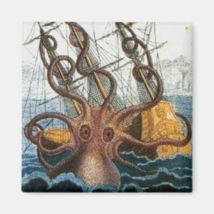 Kraken Steampunk Octopus Vintag Magnet