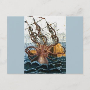 Kraken Steampunk Octopus Vintag Postkarte