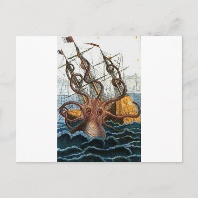 Kraken Steampunk Octopus Vintag Postkarte (Vorderseite)