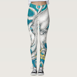 Kraken Tentacles Grüne aquamarine Tinte Leggings