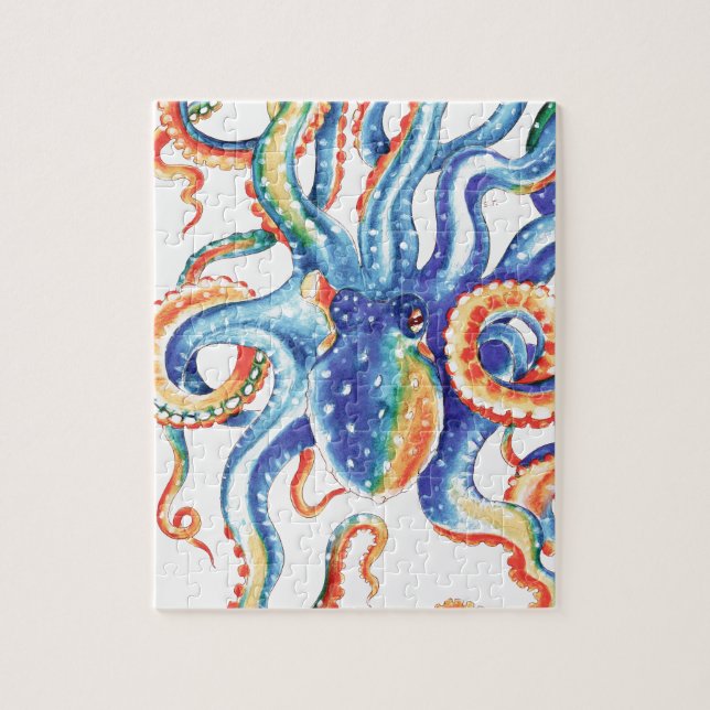 Kraken-Tentakel-Aquarell-bunte Kunst Puzzle (Vertikal)