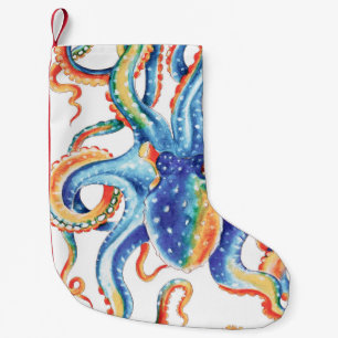Kraken-Tentakel-bunte Aquarell-Kunst Kleiner Weihnachtsstrumpf