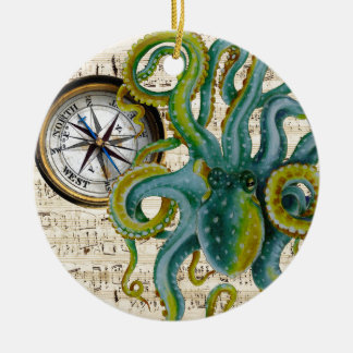 Kraken-Tentakel-Kompass-Musik Keramik Ornament