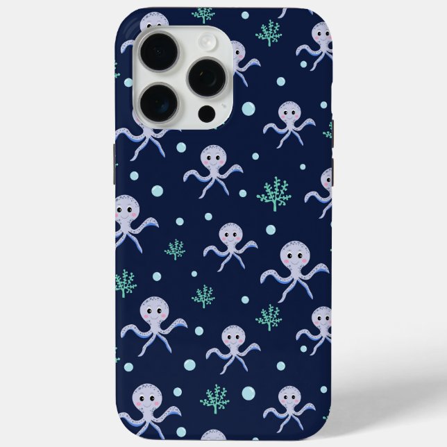 Kraken unter dem Meereskidsmuster Case-Mate iPhone Hülle (Rückseite)