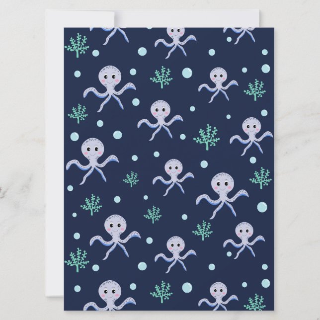 Kraken unter dem Meereskidsmuster Einladung (Vorderseite)