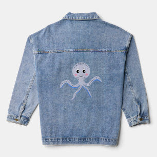 Kraken unter dem Meereskidsmuster Jeansjacke