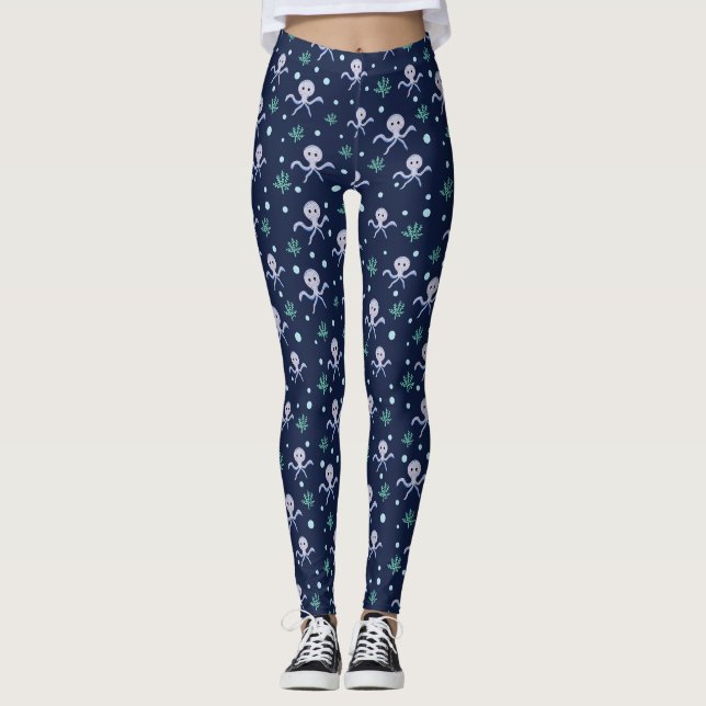 Kraken unter dem Meereskidsmuster Leggings (Vorderseite)