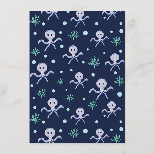 Kraken unter dem Meereskidsmuster Menükarte (Vorderseite)