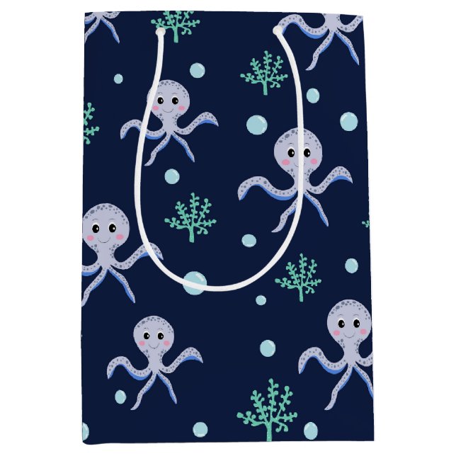 Kraken unter dem Meereskidsmuster Mittlere Geschenktüte (Vorderseite)