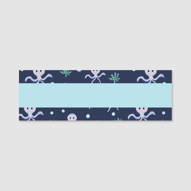 Kraken unter dem Meereskidsmuster Namensschild (Vorderseite)