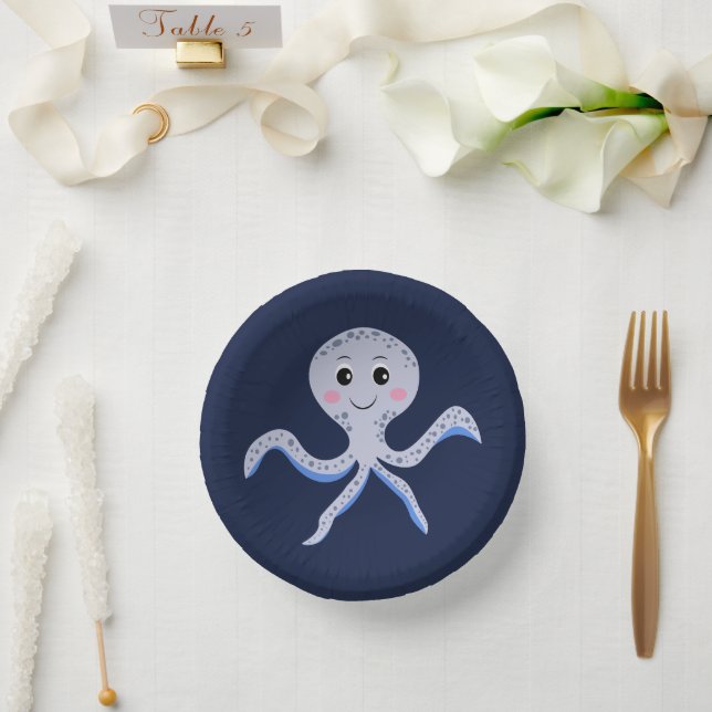 Kraken unter dem Meereskidsmuster Pappteller (Hochzeit)