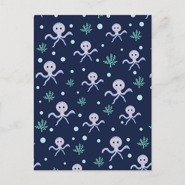 Kraken unter dem Meereskidsmuster Postkarte (Vorderseite)