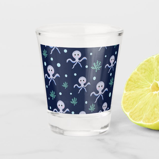 Kraken unter dem Meereskidsmuster Schnapsglas (Vorderseite)