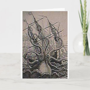 KRAKEN Vintage Druck Karte