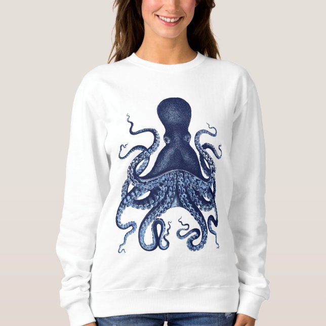 Kraken, Vintage Gravur, Aquarell, Sweatshirt (Vorderseite)