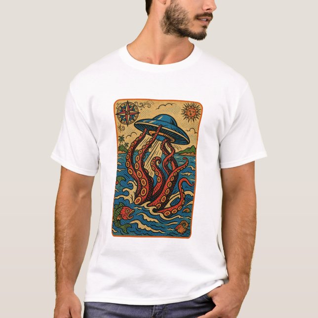 Kraken vs UFO: Die vergessene Karte T-Shirt (Vorderseite)