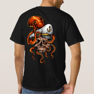 Krakenangriff auf Kapitäns-Schädel Nautical T-Shirt