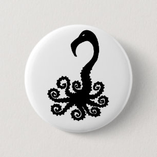 Krakenflamingo-Spaßkombinations-Tier-Cartoon Button