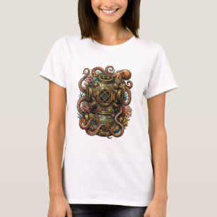 Kraken's Umarmung - Vintage-Tauchhelm T-Shirt