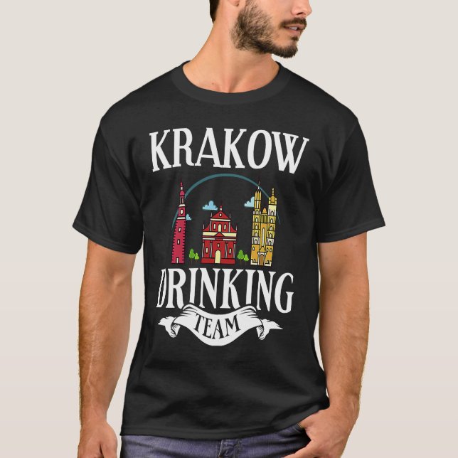 Krakow Poland City Trip Skyline Map Travel T-Shirt (Vorderseite)