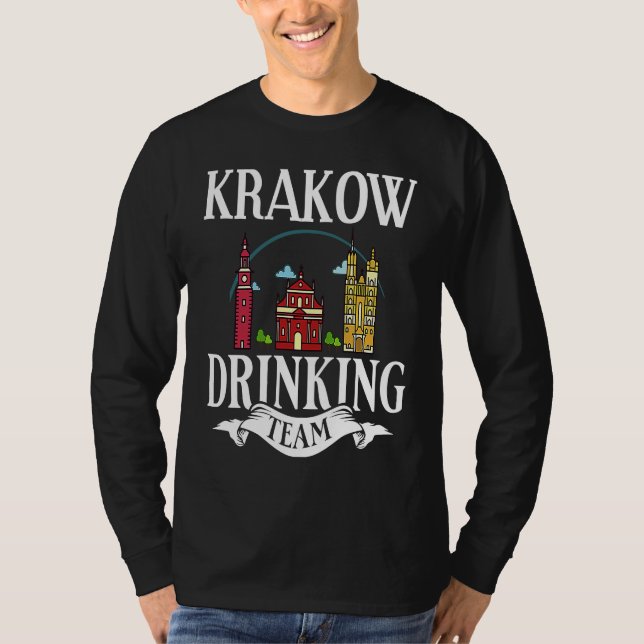 Krakow Poland City Trip Skyline Map Travel T-Shirt (Vorderseite)