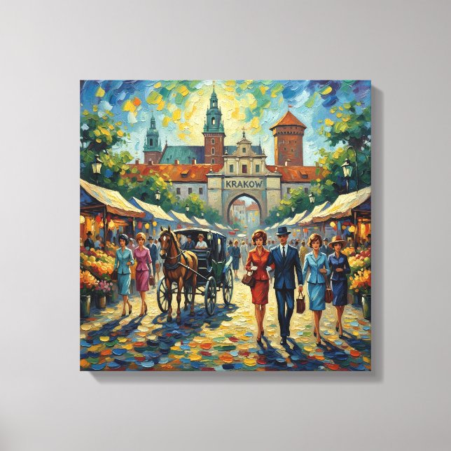 Krakow Poland Medieval Gate Stretched Canvas Leinwanddruck (Vorderseite)