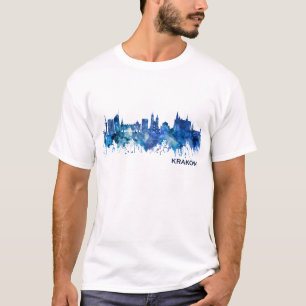 Krakow Poland Skyline Blue T-Shirt
