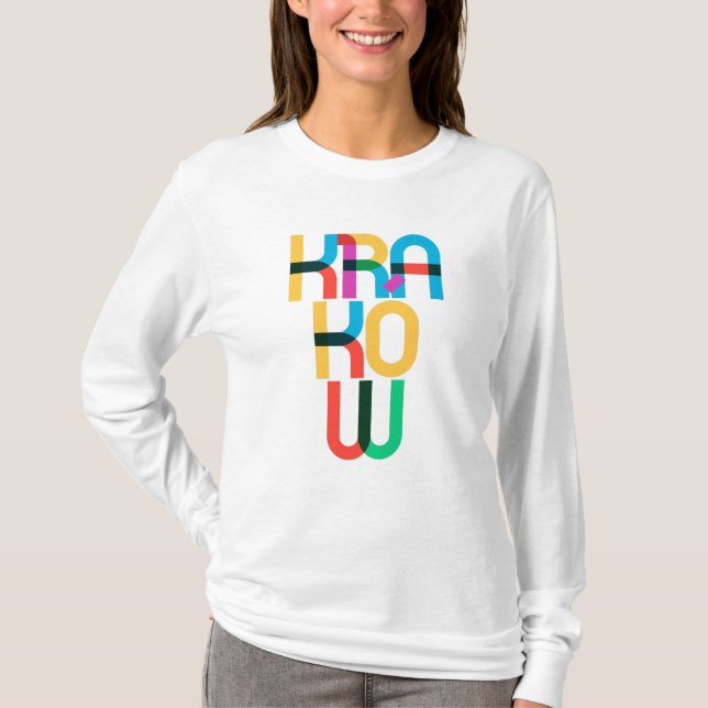 Kraków Polen Pop Kunstbriefe T-Shirt (Vorderseite)