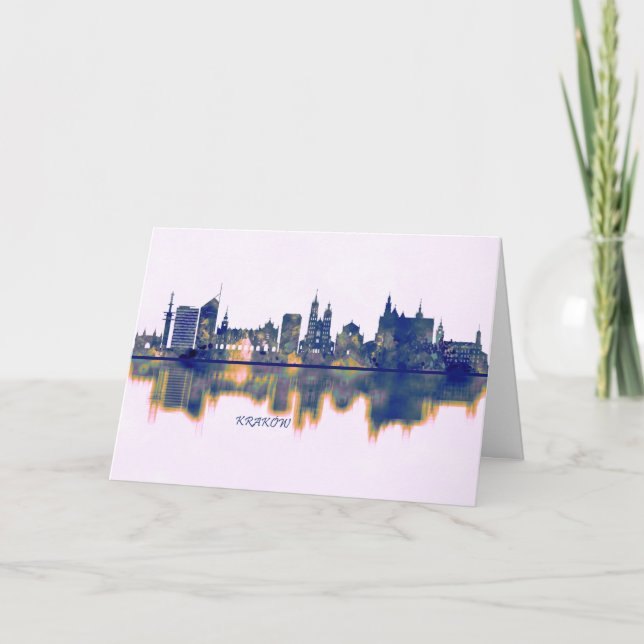 Krakow Skyline Feiertagskarte (Vorderseite)