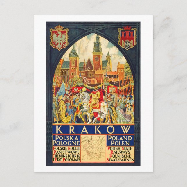 Krakow Vintage Travel Postkarte (Vorderseite)