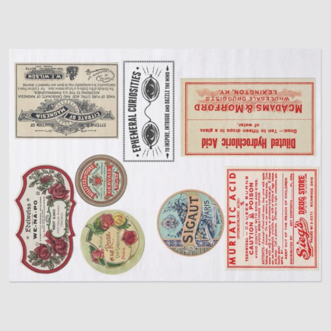 Kram-Zeitschriften-Aufkleber-Elemente Decoupage Seidenpapier (Vorderseite)