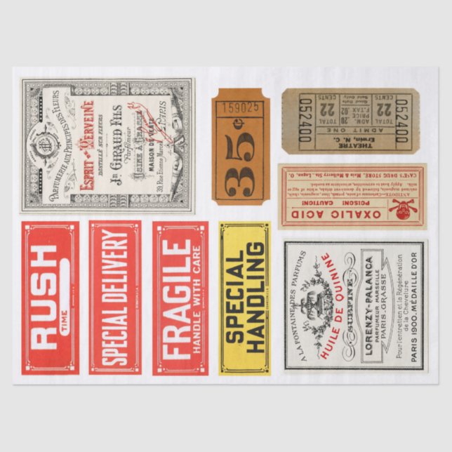 Kram-Zeitschriften-Aufkleber-Elemente Decoupage Seidenpapier (Vorderseite)