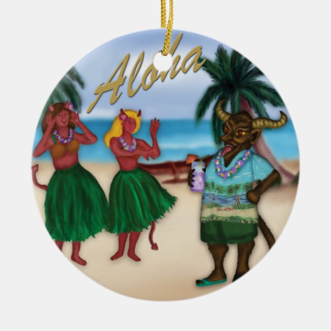 Krampus auf Ferien-Verzierung Keramikornament (Vorne)