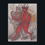 Krampus bei Kindern Postkarte<br><div class="desc">Vintager Krampus Weihnachtsdruck</div>