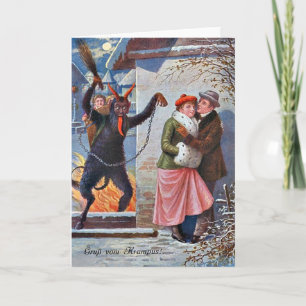 Krampus bestraft böse Erwachsene Feiertagskarte