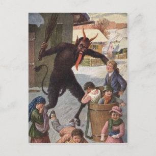 Krampus bestraft das Entführen von Kindern im Wint Postkarte
